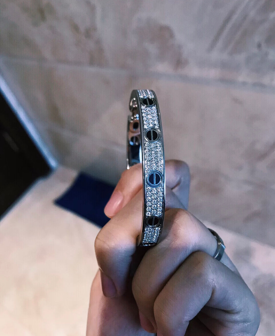 18K Diamond-paved Ceramic Love Bracelet