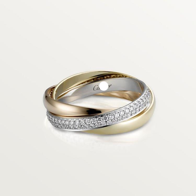 18K Trinity Pave Diamond Ring