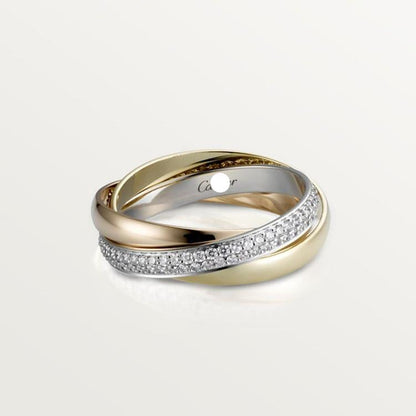 18K Trinity Pave Diamond Ring