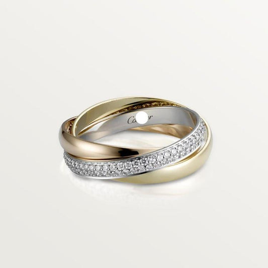 18K Trinity Pave Diamond Ring