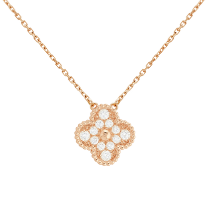 18K Rose Gold Sweet Alhambra Diamond Necklace