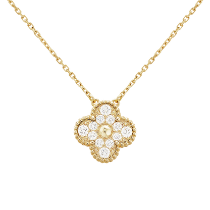18K Sweet Alhambra Diamond Clover Necklace