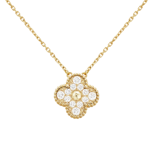 18K Sweet Alhambra Diamond Clover Necklace