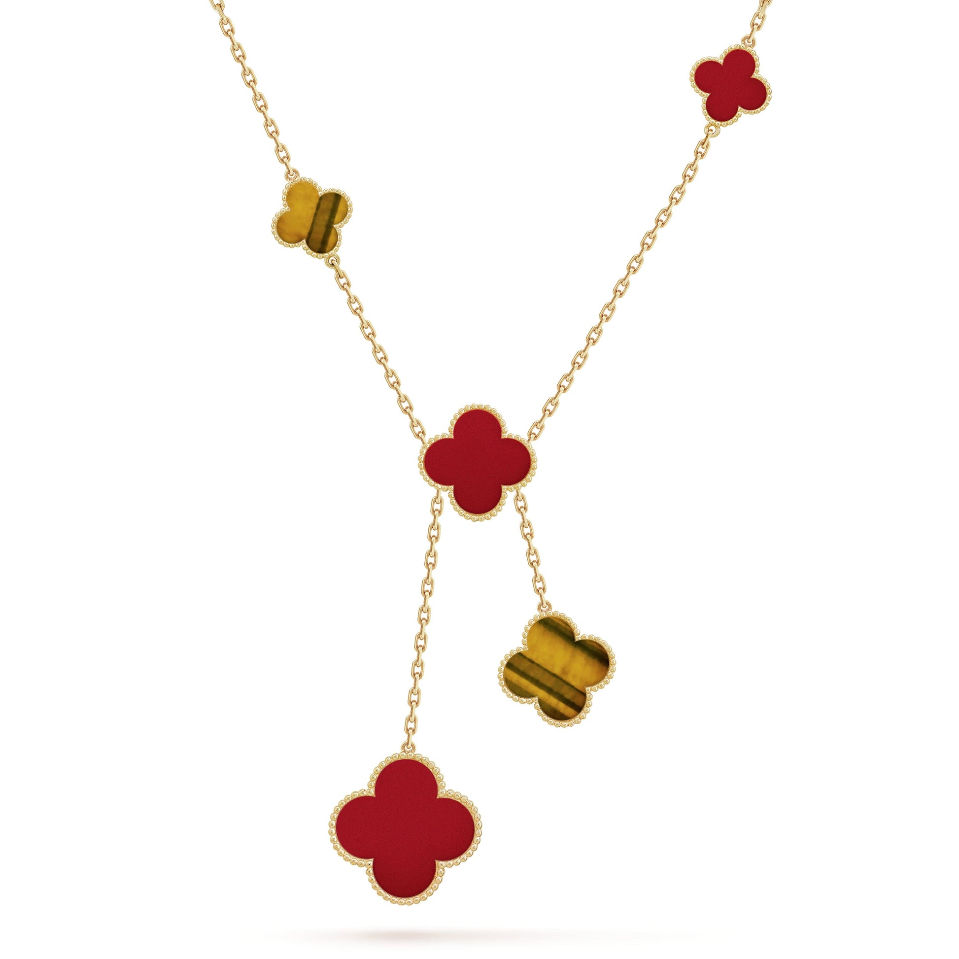 18K Magic Alhambra Six Motifs Carnelian Clover Necklace