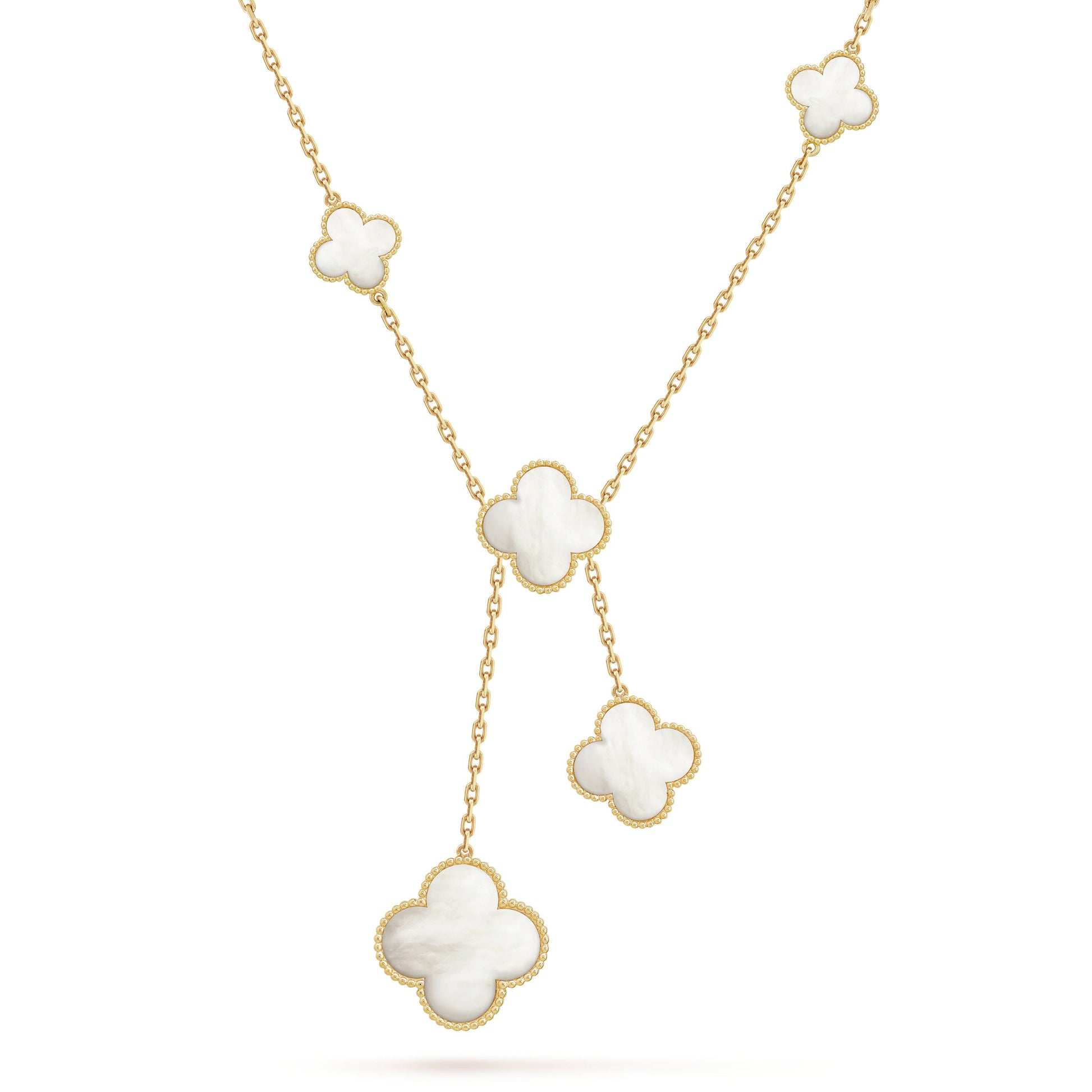 18K Magic Alhambra Six Pearls Motifs Clover Necklace