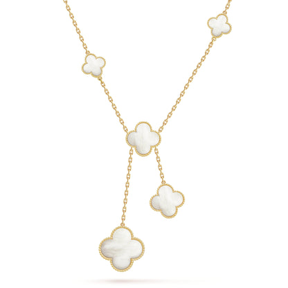 18K Magic Alhambra Six Pearls Motifs Clover Necklace