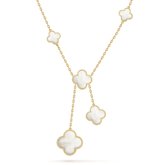 18K Magic Alhambra Six Pearls Motifs Clover Necklace