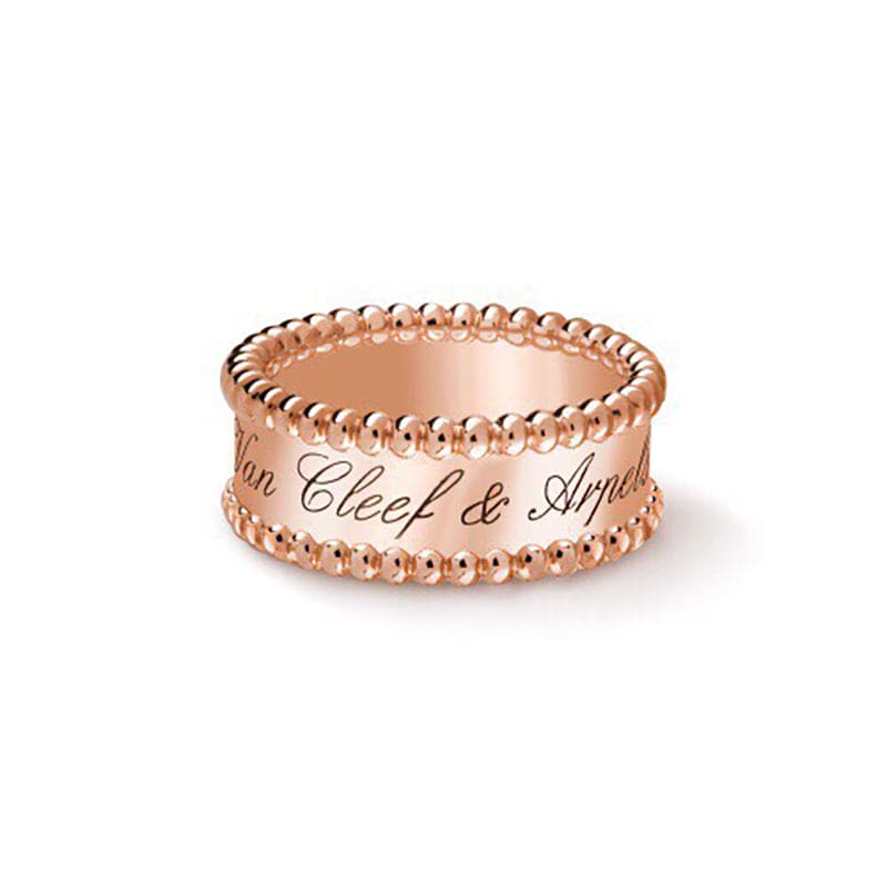 18K Rose Gold Perlée Signature Ring