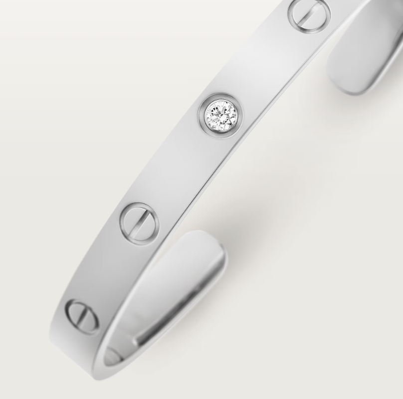 18K Open Cuff 1 Diamond Love Bracelet