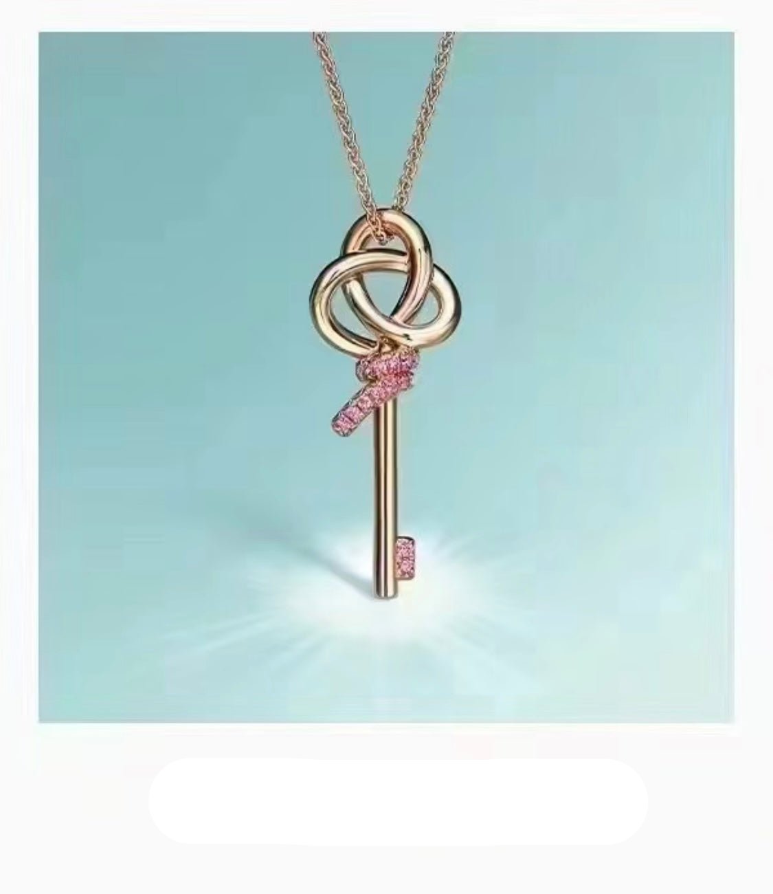 18K T Keys Woven Pink Diamonds Medium Necklace