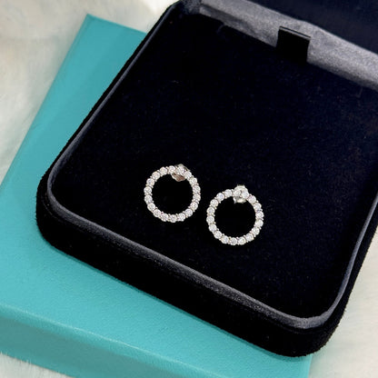 18K T Circle Diamonds Earrings