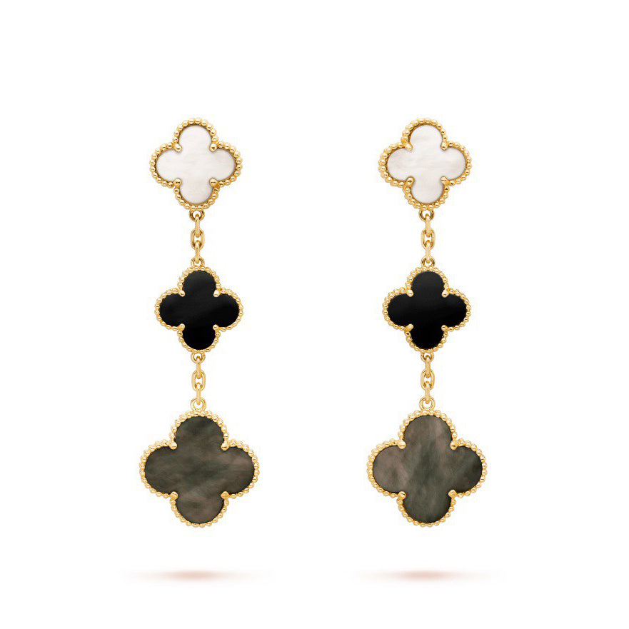 18K Magic Alhambra Three Pearls Motifs Earrings