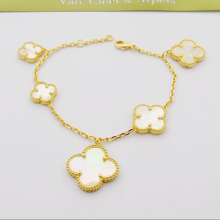 18K Magic Alhambra Five Pearls Motifs Clover Bracelet