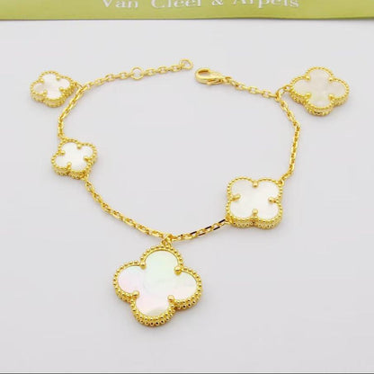 18K Magic Alhambra Five Pearls Motifs Clover Bracelet