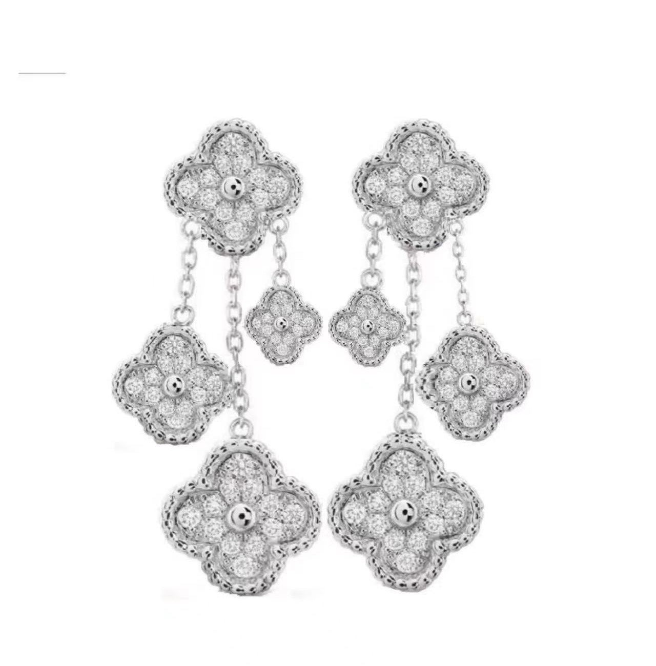18K Magic Alhambra Four Diamonds Motifs Clover Earrings