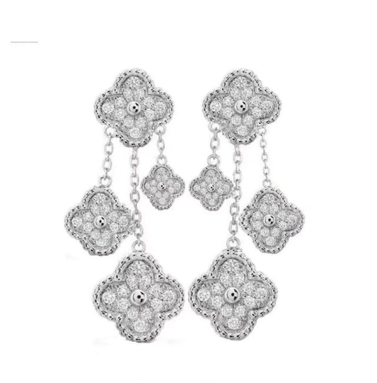 18K Magic Alhambra Four Diamonds Motifs Clover Earrings