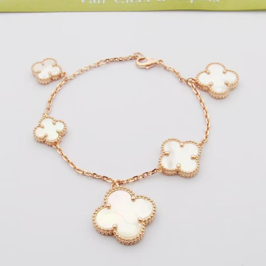 18K Magic Alhambra Five Pearls Motifs Clover Bracelet