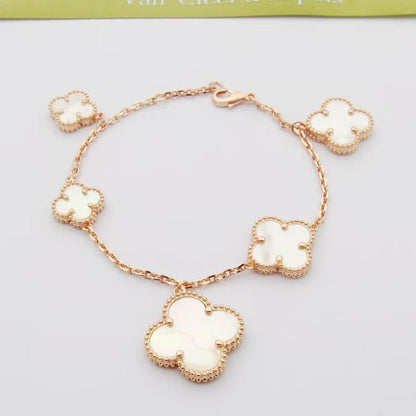 18K Magic Alhambra Five Pearls Motifs Clover Bracelet