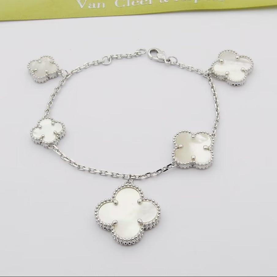 18K Magic Alhambra Five Pearls Motifs Clover Bracelet