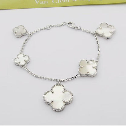 18K Magic Alhambra Five Pearls Motifs Clover Bracelet